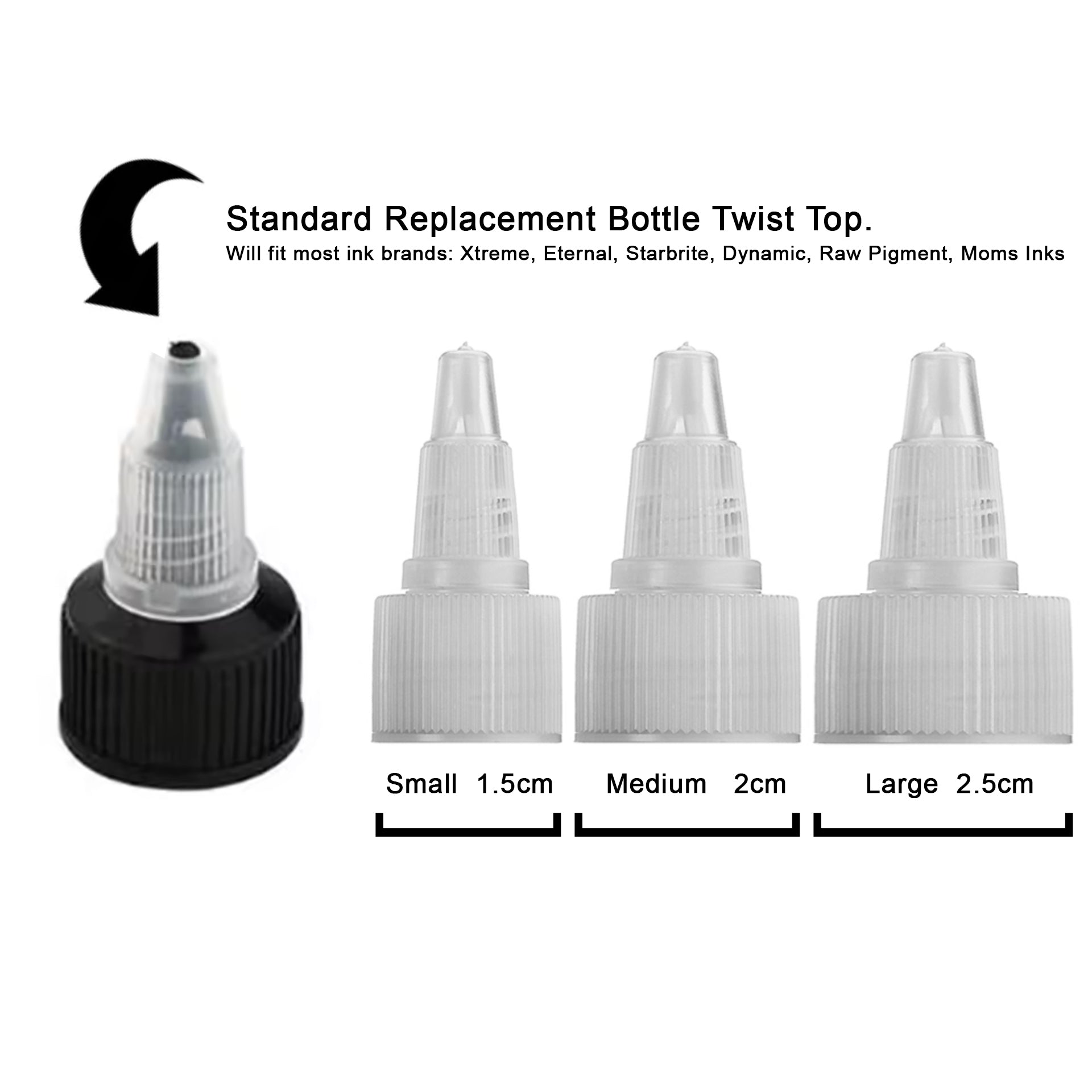 Replacement Twist Tops & Bottles for Tattoo Ink